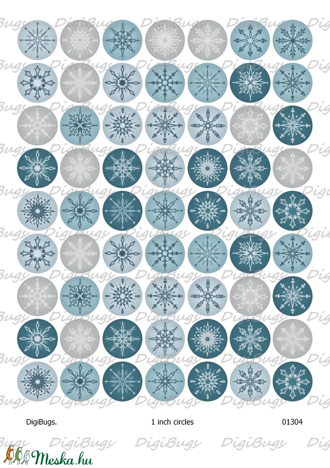 Hópelyhes körök - digitális képek ékszerkészítéshez  - kellékek & szerszámok - gyöngyfűzés kellékek - üveglencse - Meska.hu