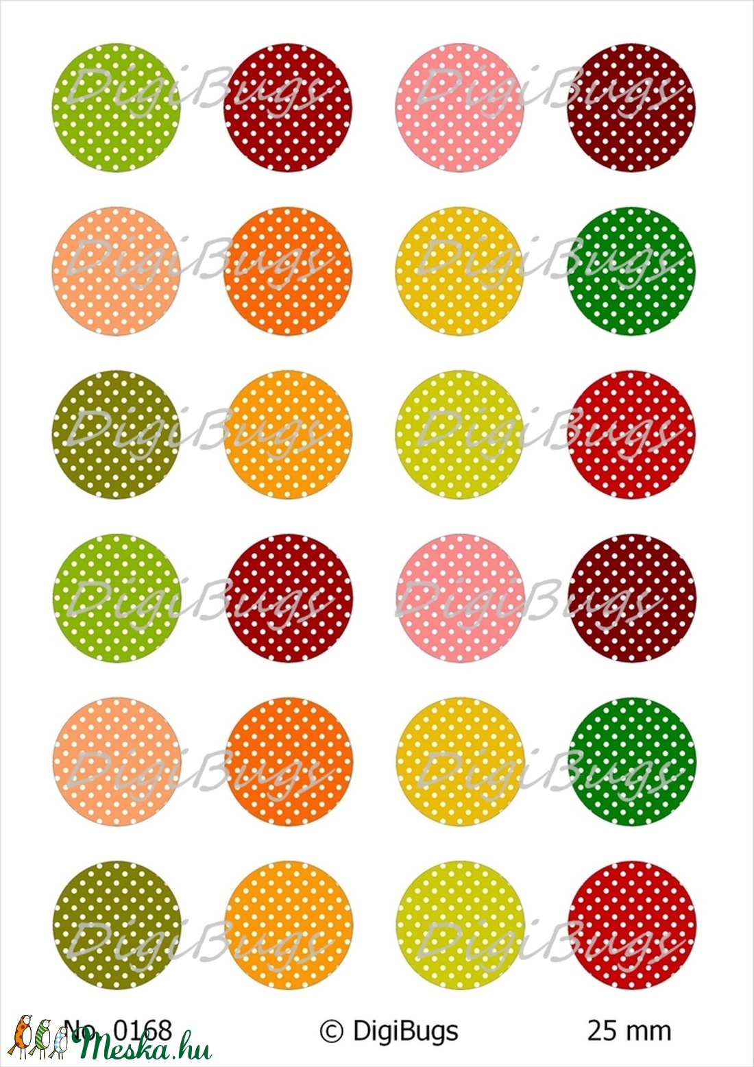 Pöttyös körök - Papír alap ékszerkészítéshez  - kellékek & szerszámok - gyöngyfűzés kellékek - üveglencse - Meska.hu