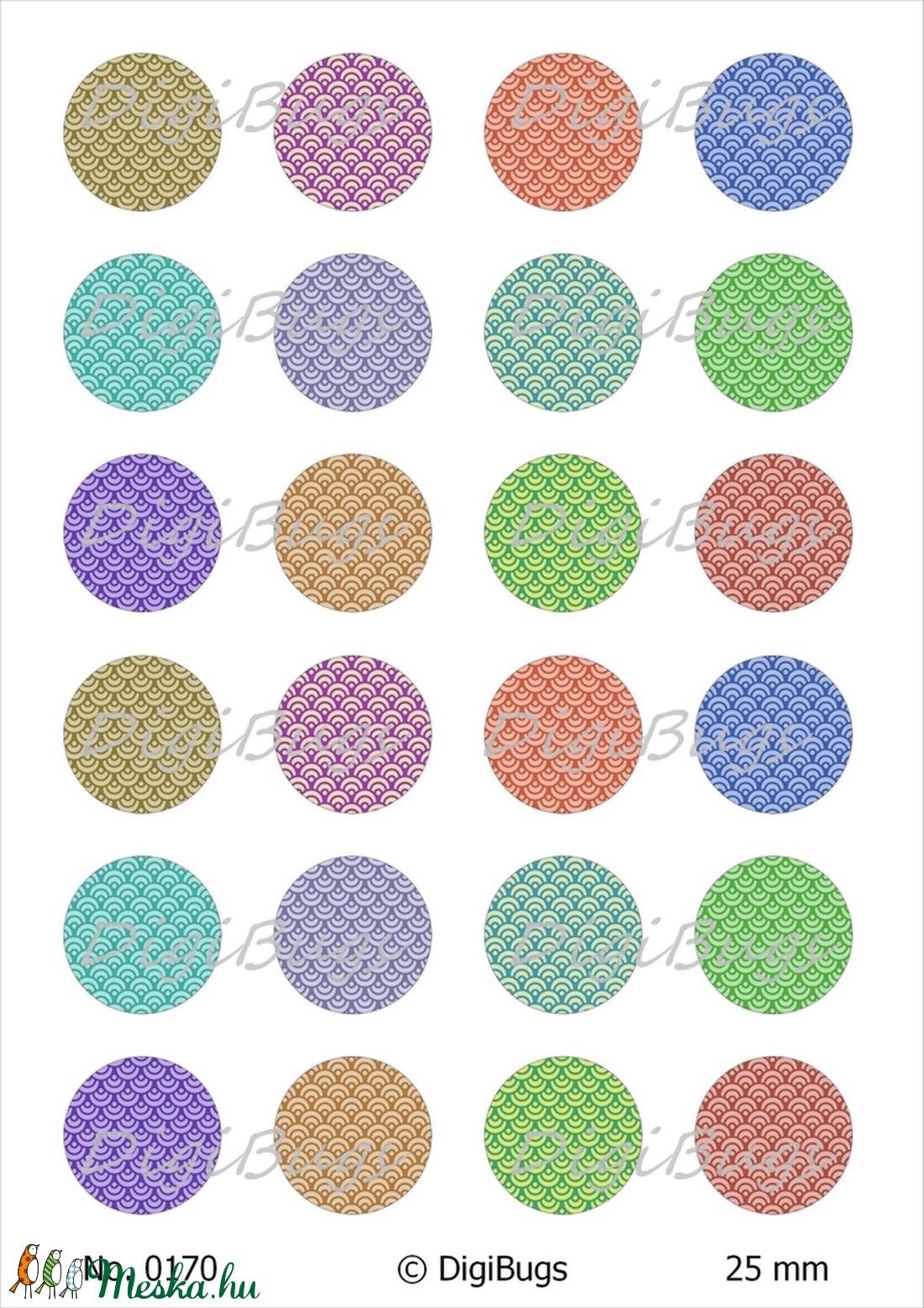 Pöttyös körök - Papír alap ékszerkészítéshez  - kellékek & szerszámok - gyöngyfűzés kellékek - üveglencse - Meska.hu