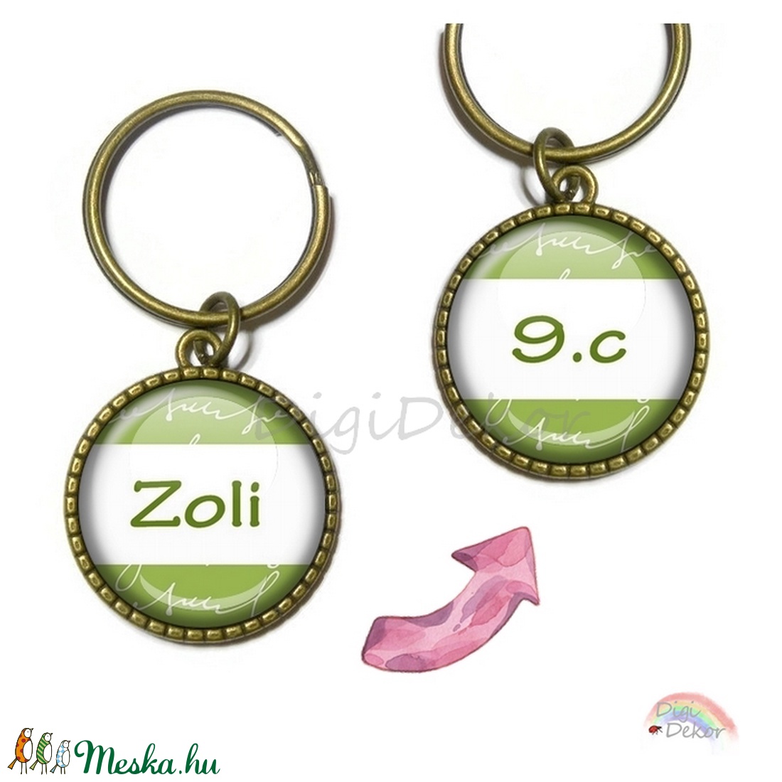 Névre szóló kulcstartó kétoldalas medállal, ajándék fiúknak férfiaknak, iskolás fiú, neves ajándék, személyes kulcstartó -  - Meska.hu