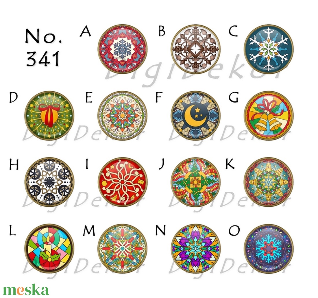 Karácsonyi mandalás nyaklánc, téli éjszaka, holdas csillagos ünnepi medál, mandala mintás karácsonyi ékszer - ékszer - nyaklánc - medálos nyaklánc - Meska.hu