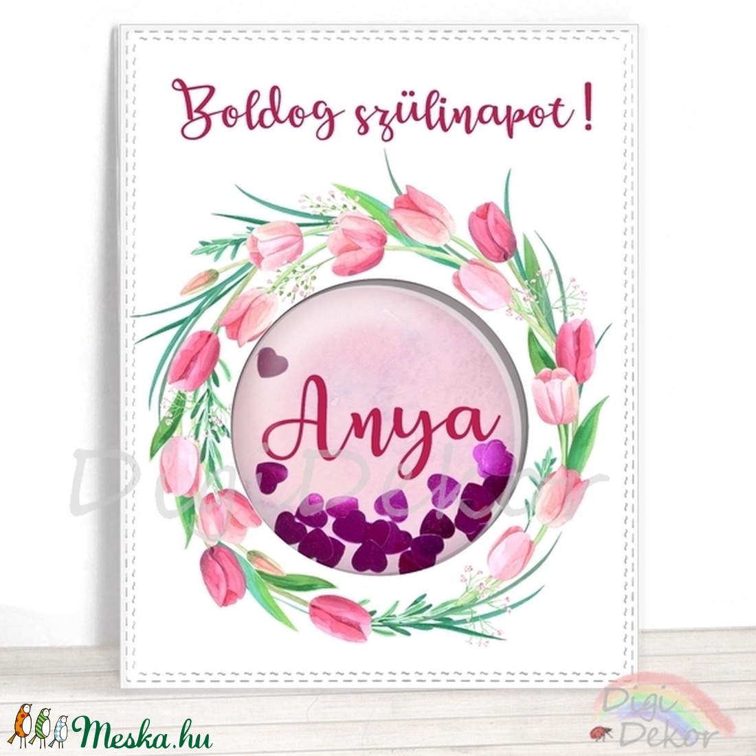 Shaker képeslap születésnapra, anyák napjára, szülinapi ajándékkísérő, tulipános kártya, kézzel készített képeslap -  - Meska.hu
