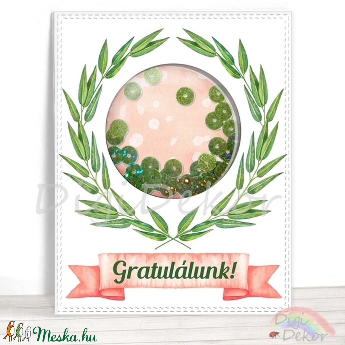 Gratuláció, gratuláló képeslap, olajág, ajándék ballagásra, diplomaosztóra, rázós képeslap, shaker kártya, zöld flitter - - Meska.hu Gratuláció, gratuláló képeslap, olajág, ajándék ballagásra, diplomaosztóra, rázós képeslap, shaker kártya, zöld flitter - - Meska.hu