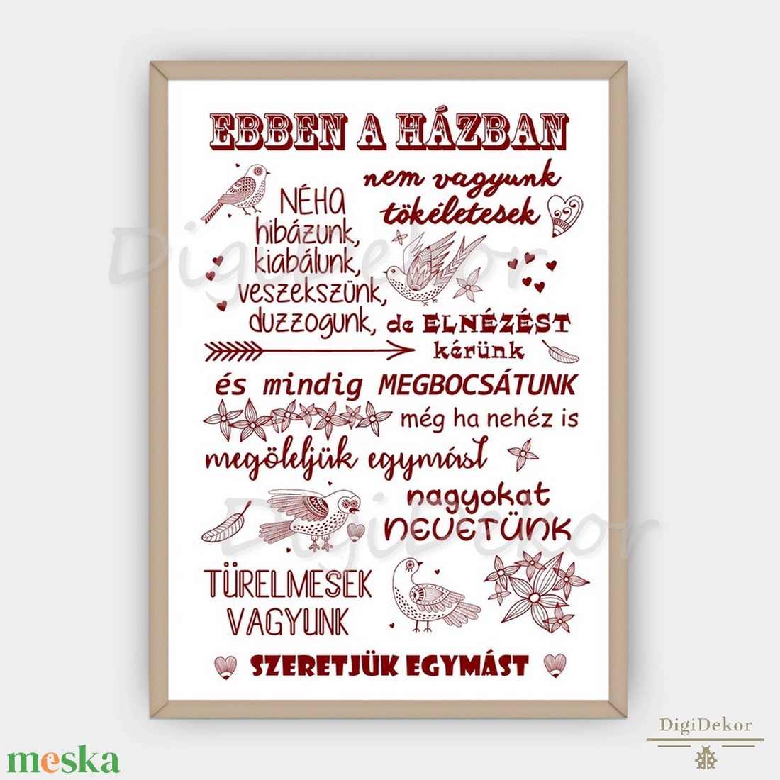 Bordó, madaras Ebben a házban... táblakép. Családi ajándék, fali dekoráció konyhába, étkezőbe, nappaliba. Nagymamának. - otthon & életmód - dekoráció - fali és függő dekoráció - falra akasztható dekor - Meska.hu Bordó, madaras Ebben a házban... táblakép. Családi ajándék, fali dekoráció konyhába, étkezőbe, nappaliba. Nagymamának. - otthon & életmód - dekoráció - fali és függő dekoráció - falra akasztható dekor - Meska.hu