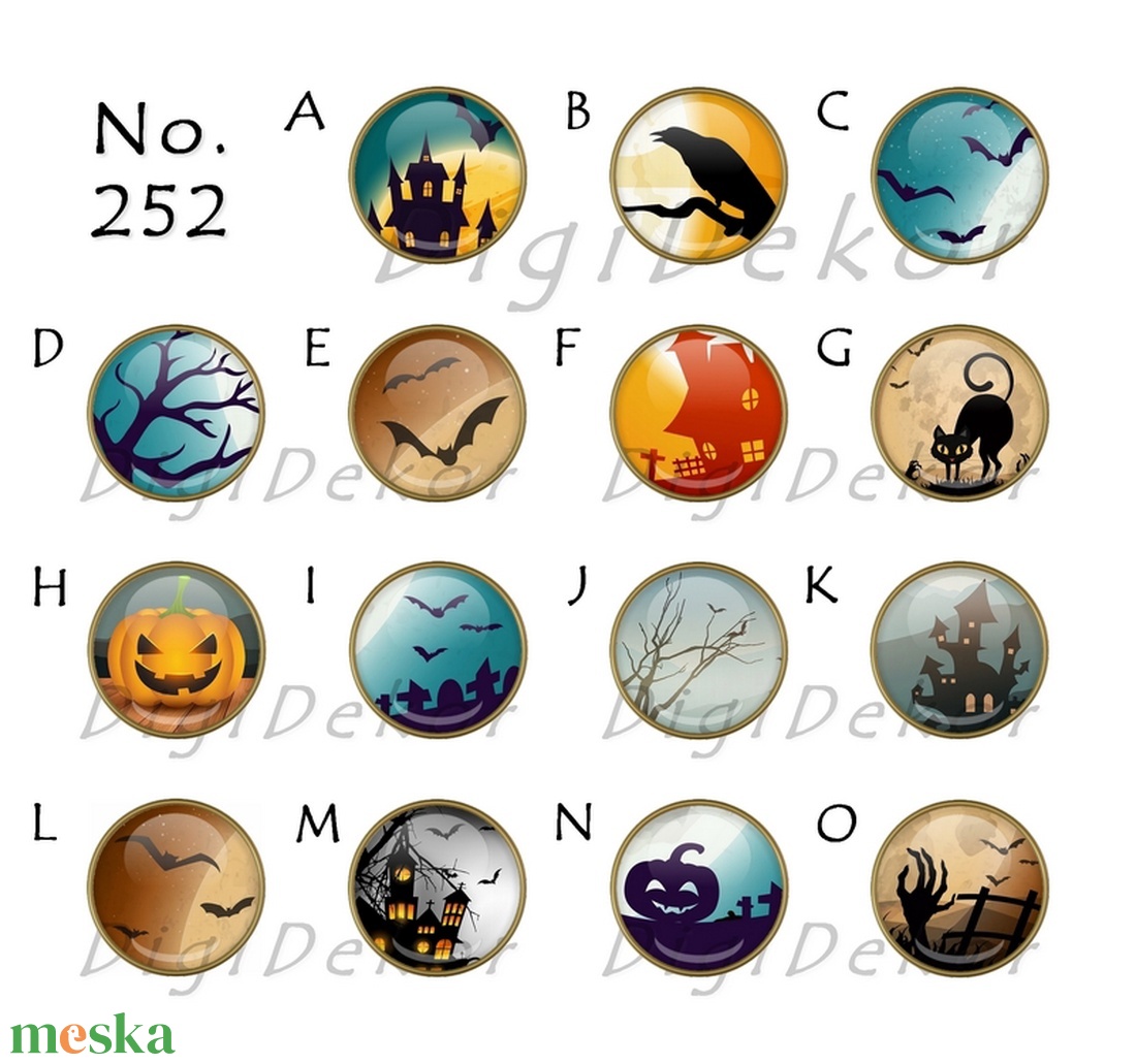 Hangulatos Halloween-nyakláncok kicsiknek és nagyoknak. Üveglencsés medállal, fekete macska, tök, kastély.  - otthon & életmód - dekoráció - halloween - halloweeni ékszerek - Meska.hu