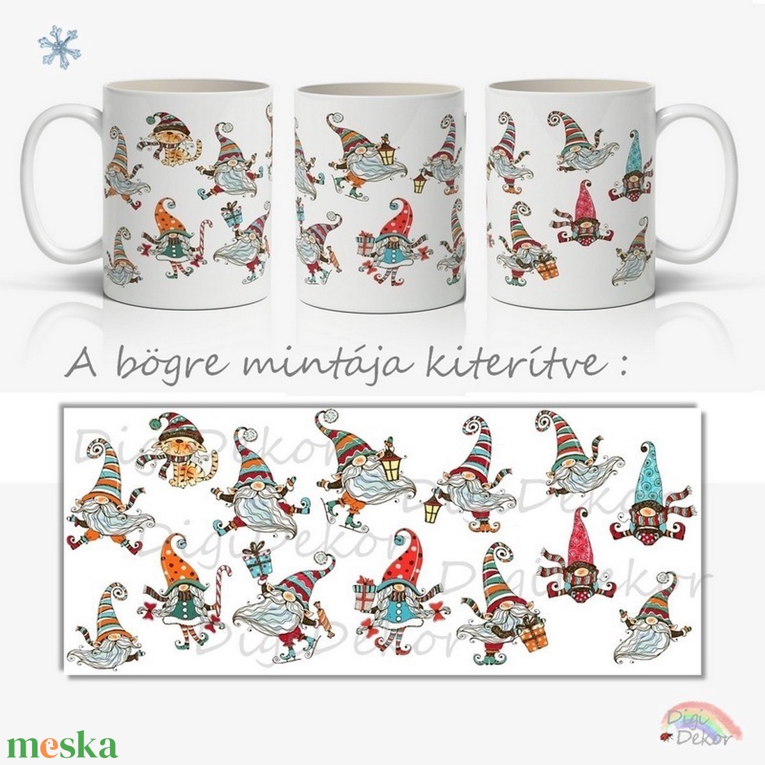 Vidám téli manócskák. Aranyos karácsonyi bögre gyerekeknek.  - otthon & életmód - konyhafelszerelés, tálalás - tálalás - bögre & csésze - Meska.hu