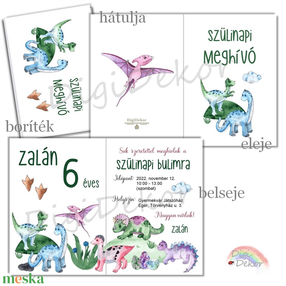 Dinoszauruszos szülinapi meghívó gyerekeknek, kisfiúknak. Nyitható meghívó nyomtatott borítékkal. - otthon & életmód - papír, írószer - ajándékozás kellékei - meghívó - Meska.hu Dinoszauruszos szülinapi meghívó gyerekeknek, kisfiúknak. Nyitható meghívó nyomtatott borítékkal. - otthon & életmód - papír, írószer - ajándékozás kellékei - meghívó - Meska.hu
