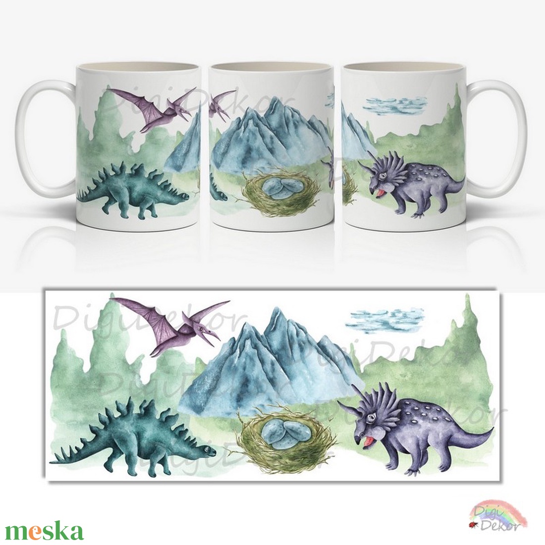 Tájképes-Dinoszauruszos bögre akvarell-illusztrációkkal. Dínós ajándék gyerekeknek. - otthon & életmód - konyhafelszerelés, tálalás - tálalás - bögre & csésze - Meska.hu Tájképes-Dinoszauruszos bögre akvarell-illusztrációkkal. Dínós ajándék gyerekeknek. - otthon & életmód - konyhafelszerelés, tálalás - tálalás - bögre & csésze - Meska.hu