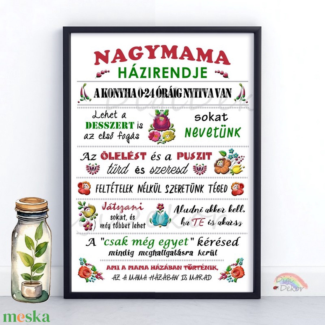 Kalocsai mintás Nagymama Házirendje falikép, print vagy táblakép, ajándék anyák napjára, karácsonyra, népi motívumokkal - otthon & életmód - dekoráció - fali és függő dekoráció - falra akasztható dekor - Meska.hu Kalocsai mintás Nagymama Házirendje falikép, print vagy táblakép, ajándék anyák napjára, karácsonyra, népi motívumokkal - otthon & életmód - dekoráció - fali és függő dekoráció - falra akasztható dekor - Meska.hu