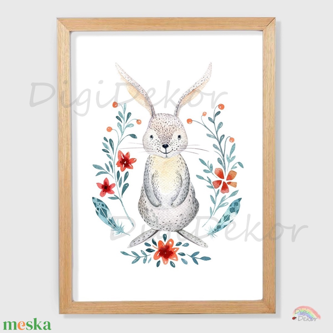 Nyuszi virágokkal. Boho falikép gyerekszobába. Keretes kép, táblakép gyerekeknek. A4-es, A3-as print. - otthon & életmód - babaszoba, gyerekszoba - babaszoba kép - Meska.hu Nyuszi virágokkal. Boho falikép gyerekszobába. Keretes kép, táblakép gyerekeknek. A4-es, A3-as print. - otthon & életmód - babaszoba, gyerekszoba - babaszoba kép - Meska.hu