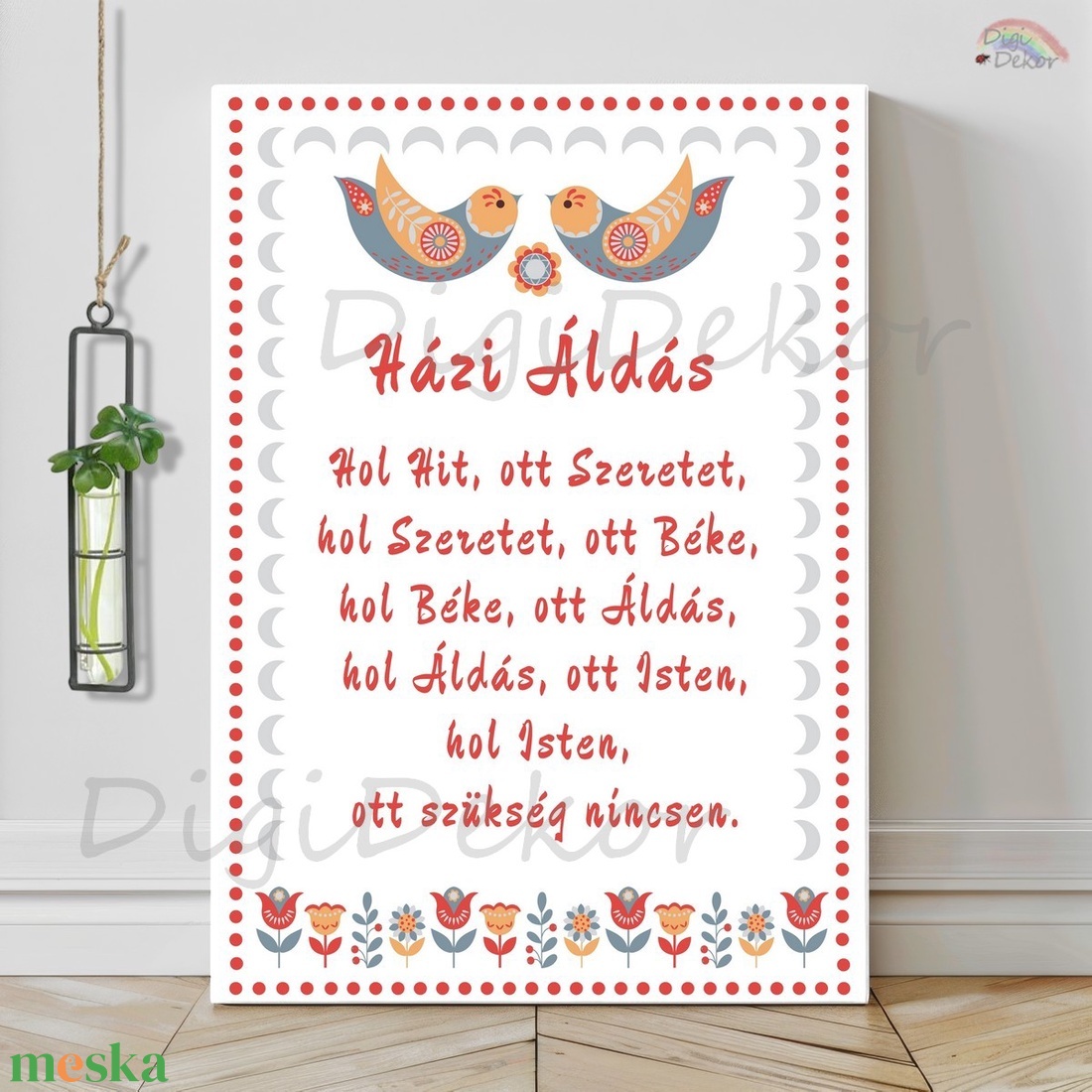 Házi Áldás tábla, A4-es, A3-as falikép. Madaras díszítéssel. - otthon & életmód - dekoráció - fali és függő dekoráció - falra akasztható dekor - Meska.hu