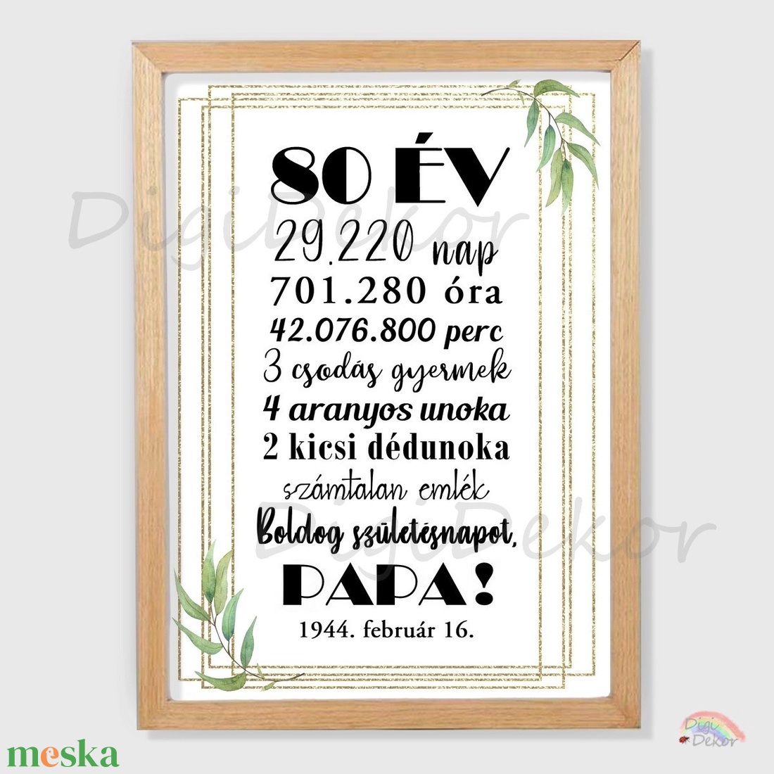 Kerek születésnapi tábla. Ünnepélyes ajándék férfiaknak.  - otthon & életmód - dekoráció - kép & falikép - poszter - Meska.hu