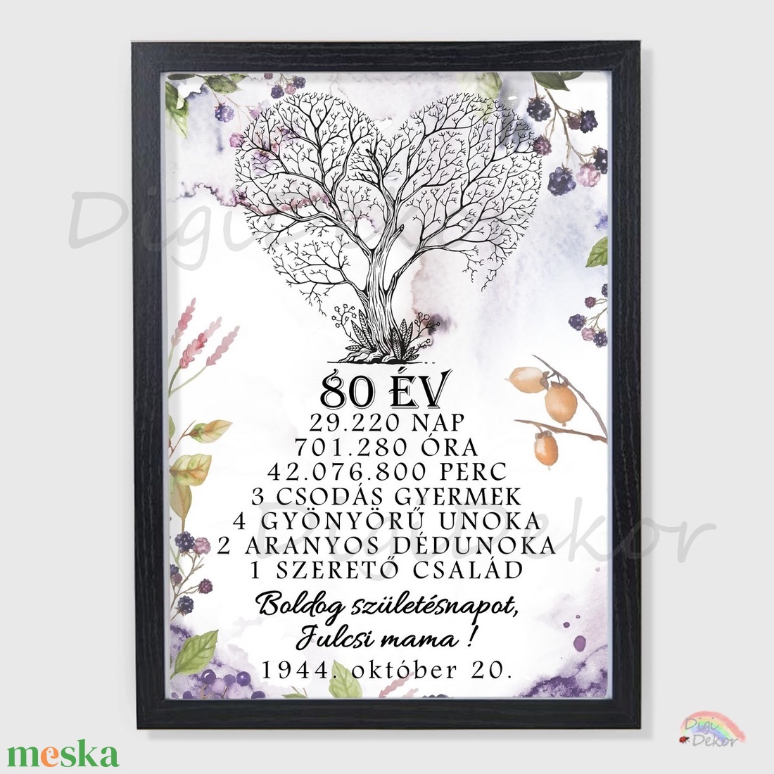 Szedres, csipkebogyós motívummal díszített születésnapi falikép életfával, dátummal. Egyedi táblakép. 80. szülinap, Papa - otthon & életmód - dekoráció - kép & falikép - poszter - Meska.hu Szedres, csipkebogyós motívummal díszített születésnapi falikép életfával, dátummal. Egyedi táblakép. 80. szülinap, Papa - otthon & életmód - dekoráció - kép & falikép - poszter - Meska.hu