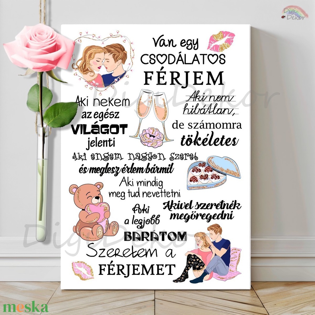 Romantikus táblakép szerelmeseknek, házaspároknak.  - otthon & életmód - dekoráció - fali és függő dekoráció - falra akasztható dekor - Meska.hu