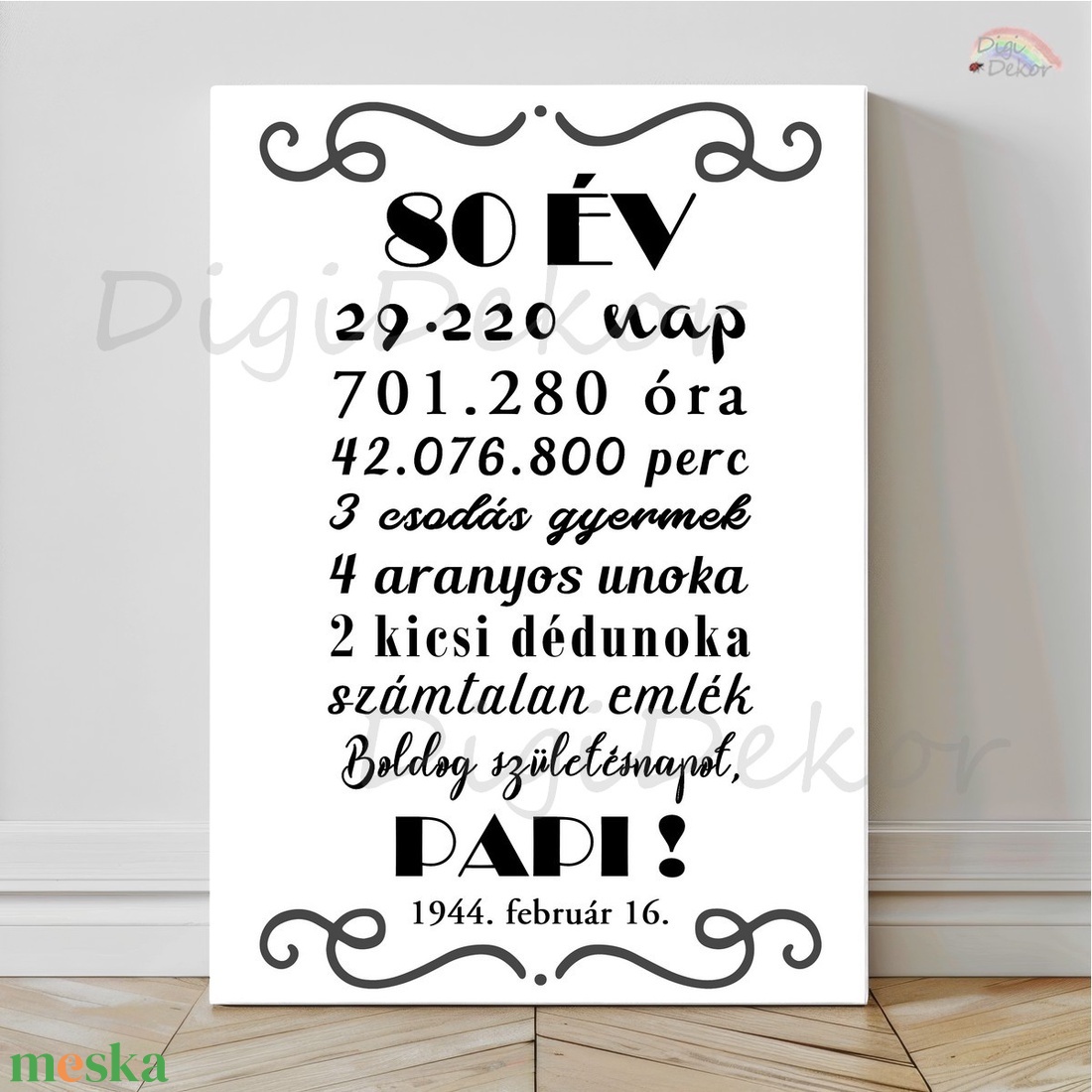 Születésnapi táblakép Papának, Dédipapának. Fekete-fehér ajándék férfiaknak.  - otthon & életmód - dekoráció - kép & falikép - poszter - Meska.hu