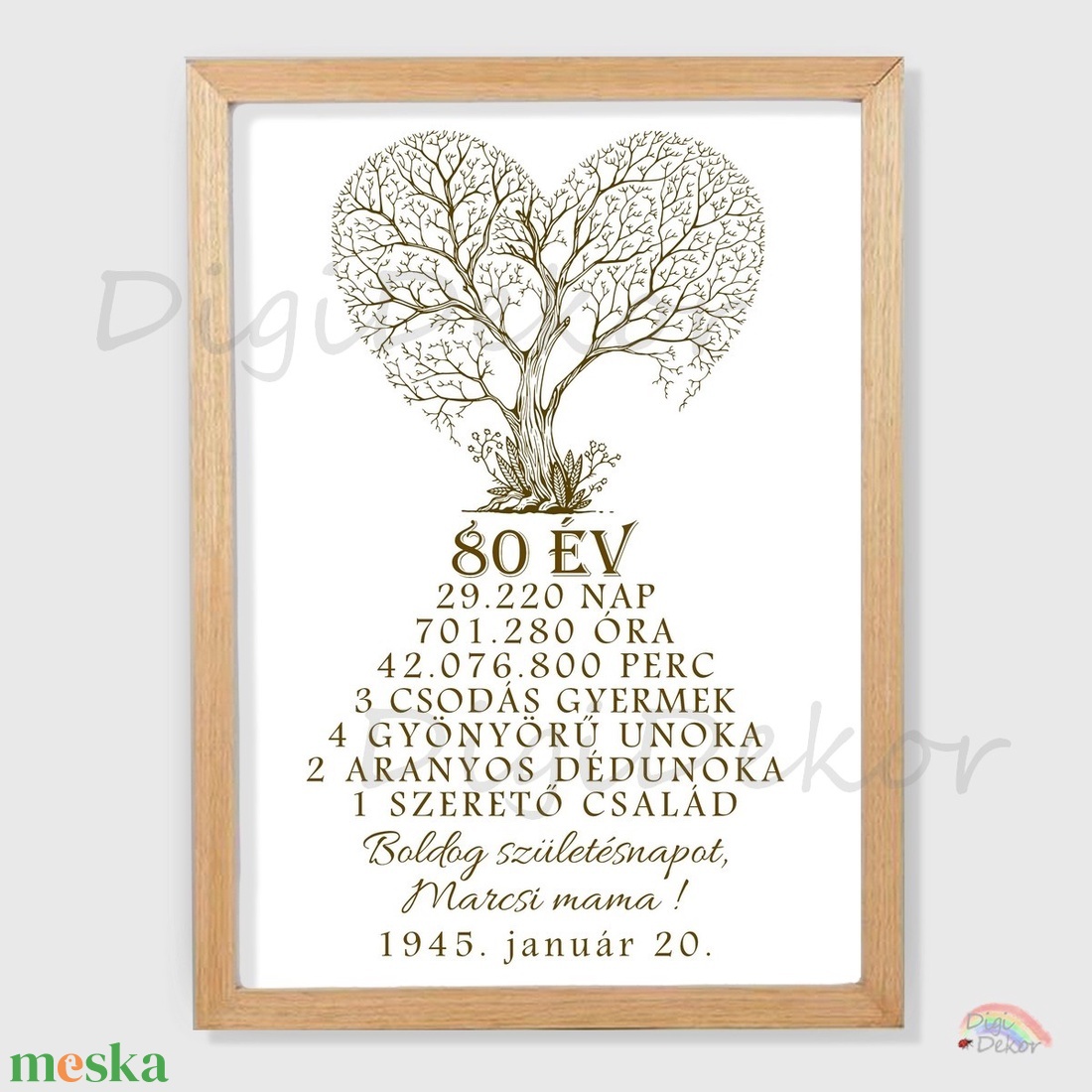 Egyedi falikép 80. születésnapra. Életfás tábla barna betűszínnel. - otthon & életmód - dekoráció - kép & falikép - poszter - Meska.hu Egyedi falikép 80. születésnapra. Életfás tábla barna betűszínnel. - otthon & életmód - dekoráció - kép & falikép - poszter - Meska.hu