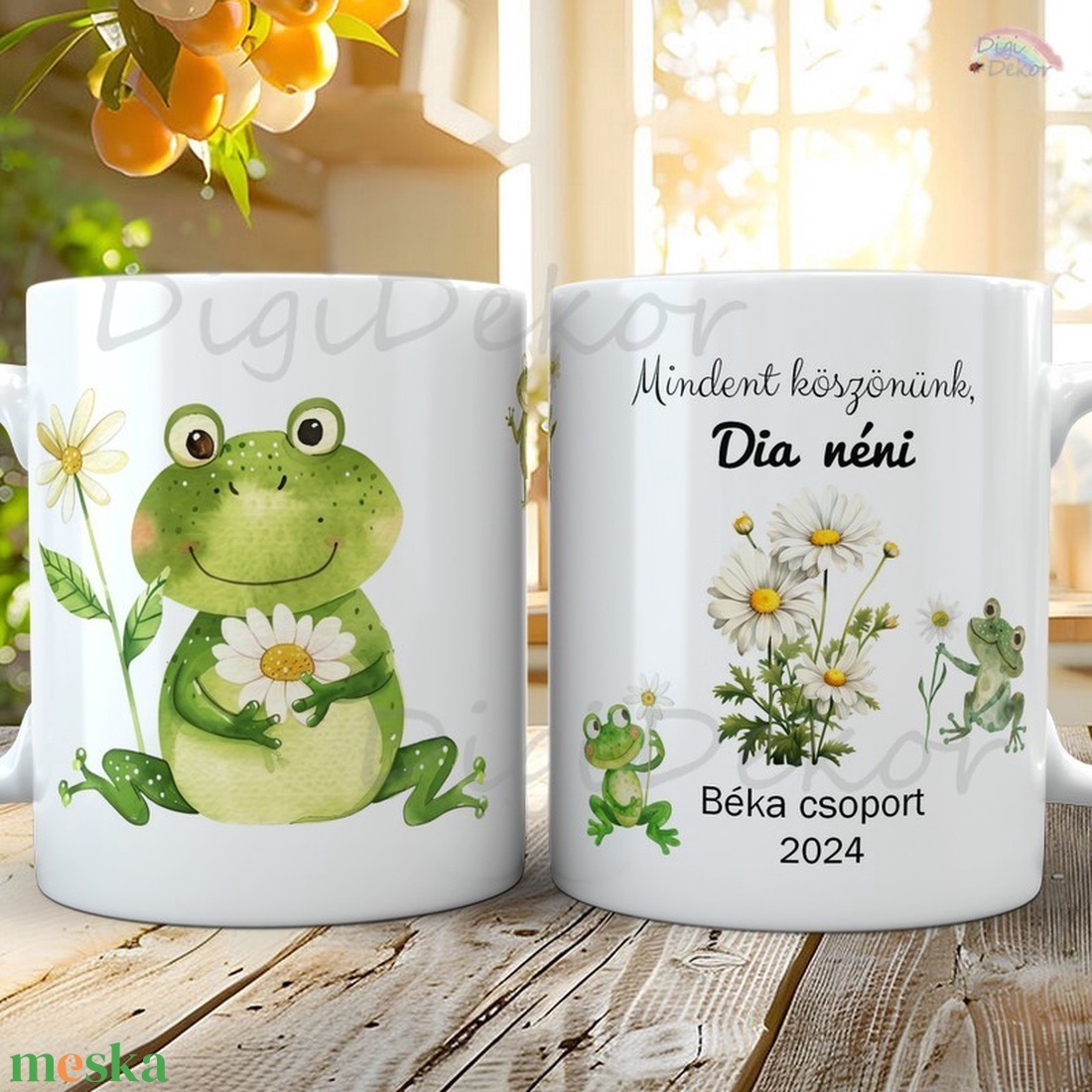 Aranyos békás bögre ballagásra, év végére, pedagógusnapra. Egyedi feliratos búcsúajándék.  - otthon & életmód - konyhafelszerelés, tálalás - tálalás - bögre & csésze - Meska.hu