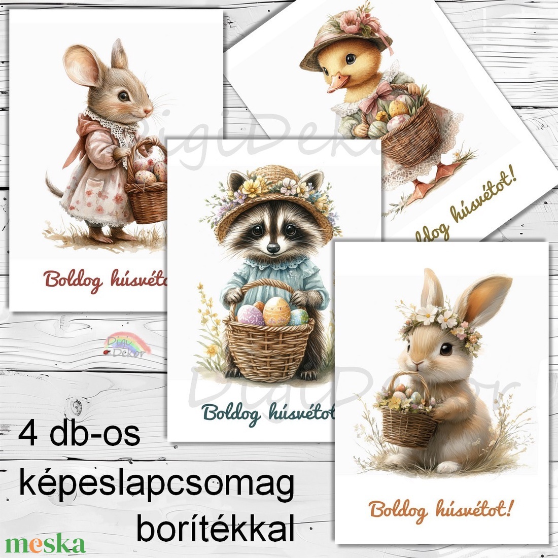 Húsvéti képeslapok aranyos állatokkal, tojásos kosarakkal. 4 darabos csomag. - otthon & életmód - papír, írószer - ajándékozás kellékei - képeslap, üdvözlőlap - Meska.hu Húsvéti képeslapok aranyos állatokkal, tojásos kosarakkal. 4 darabos csomag. - otthon & életmód - papír, írószer - ajándékozás kellékei - képeslap, üdvözlőlap - Meska.hu