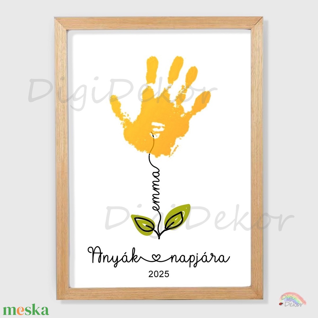 Névre szóló virágszál tenyérlenyomattal. Egyedi ajándék anyák napjára.  - otthon & életmód - dekoráció - kép & falikép - poszter - Meska.hu