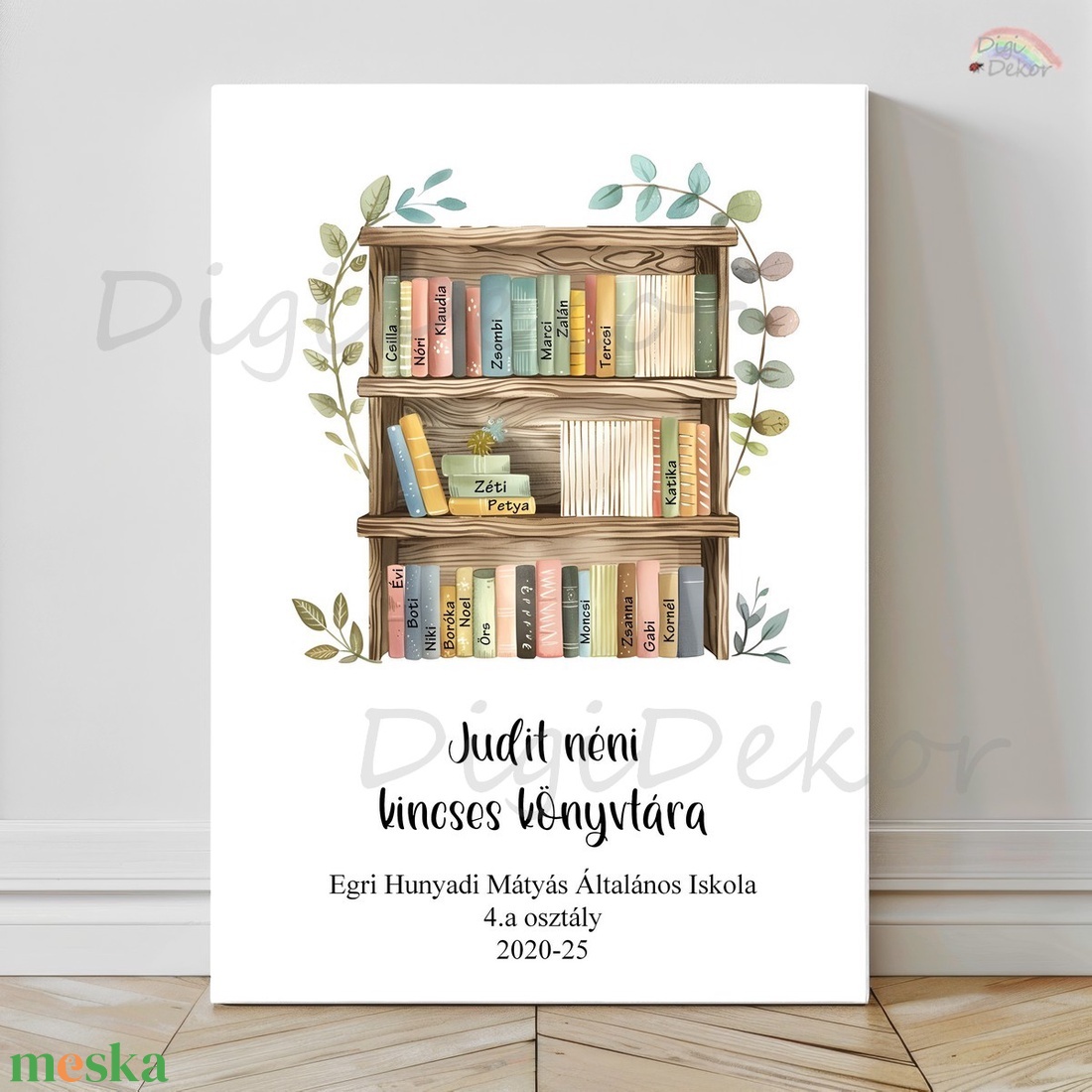 Ballagási falikép könyvekkel, nevekkel, egyedi felirattal.  - otthon & életmód - dekoráció - kép & falikép - poszter - Meska.hu