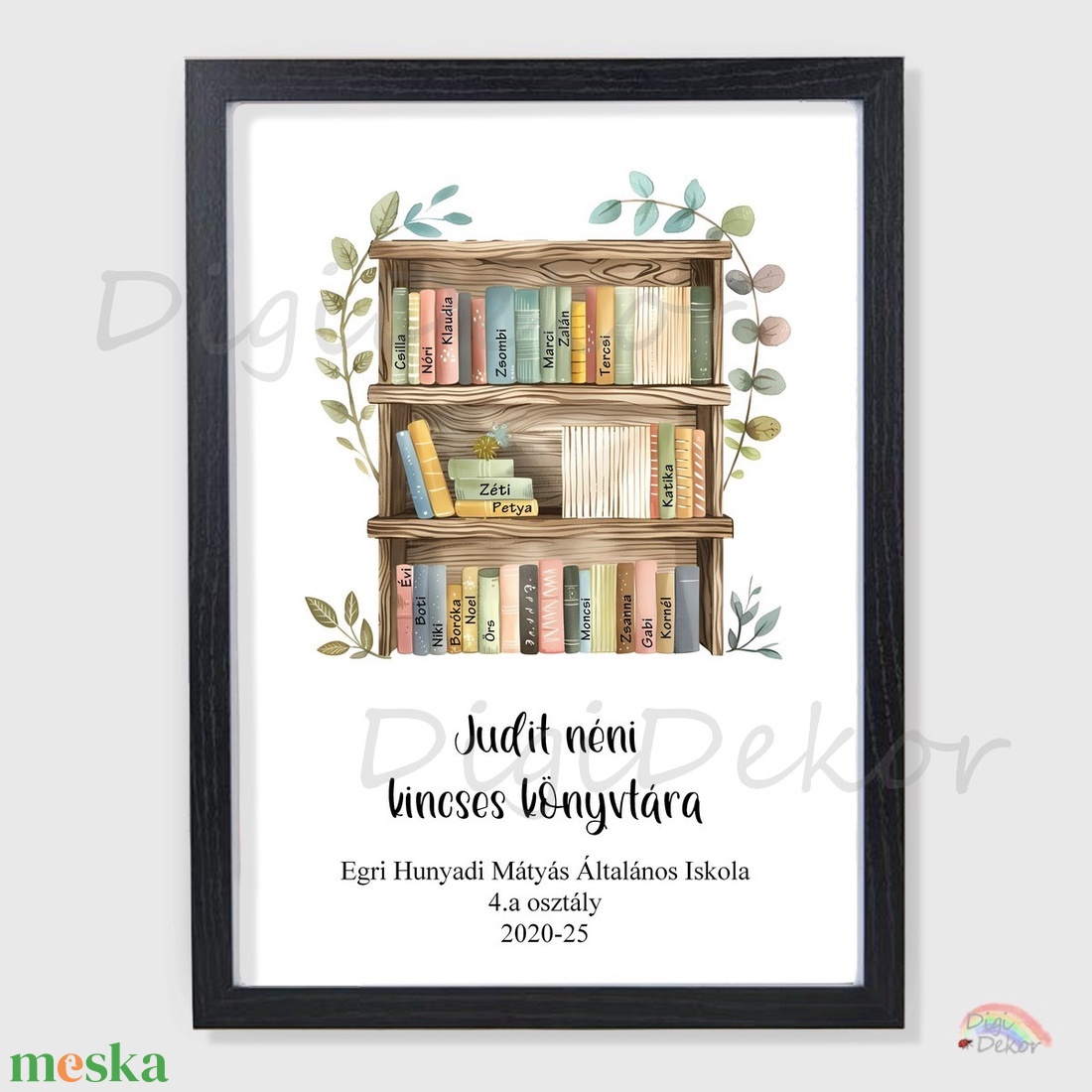 Ballagási falikép könyvekkel, nevekkel, egyedi felirattal.  - otthon & életmód - dekoráció - kép & falikép - poszter - Meska.hu