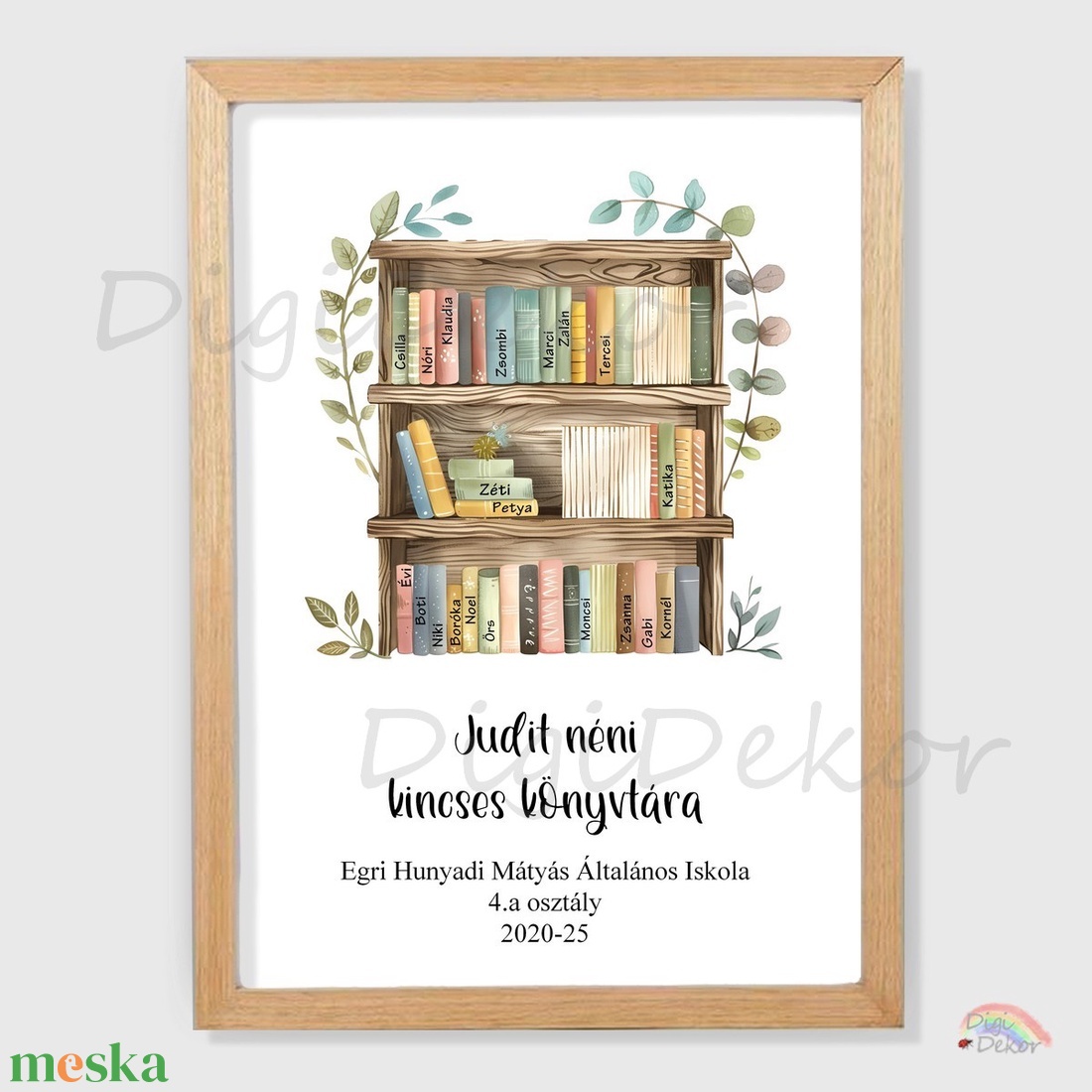 Ballagási falikép könyvekkel, nevekkel, egyedi felirattal.  - otthon & életmód - dekoráció - kép & falikép - poszter - Meska.hu