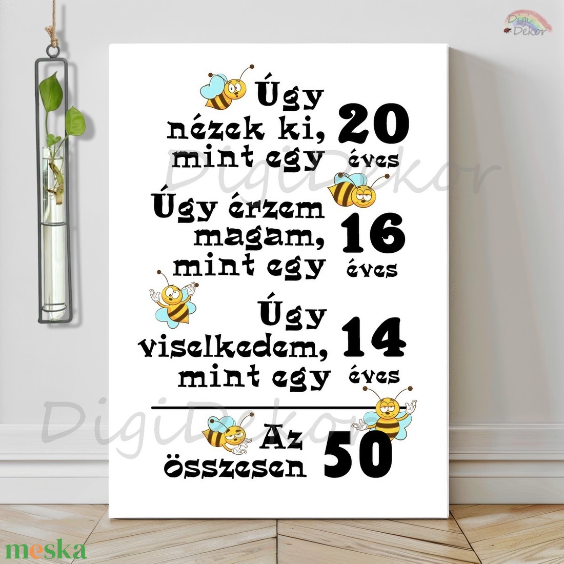 Vicces születésnapi tábla méhecskékkel. - otthon & életmód - dekoráció - kép & falikép - táblakép - Meska.hu