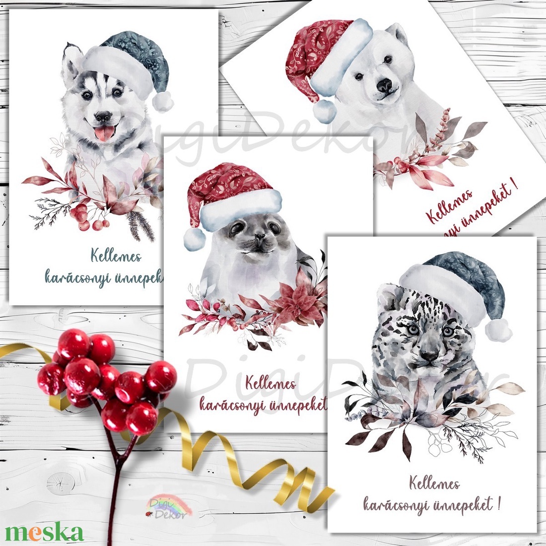 Állatkölykös karácsonyi képeslapok. 4 darabos csomag.  - karácsony - karácsonyi ajándékozás - karácsonyi képeslap, üdvözlőlap, ajándékkísérő - Meska.hu Állatkölykös karácsonyi képeslapok. 4 darabos csomag.  - karácsony - karácsonyi ajándékozás - karácsonyi képeslap, üdvözlőlap, ajándékkísérő - Meska.hu
