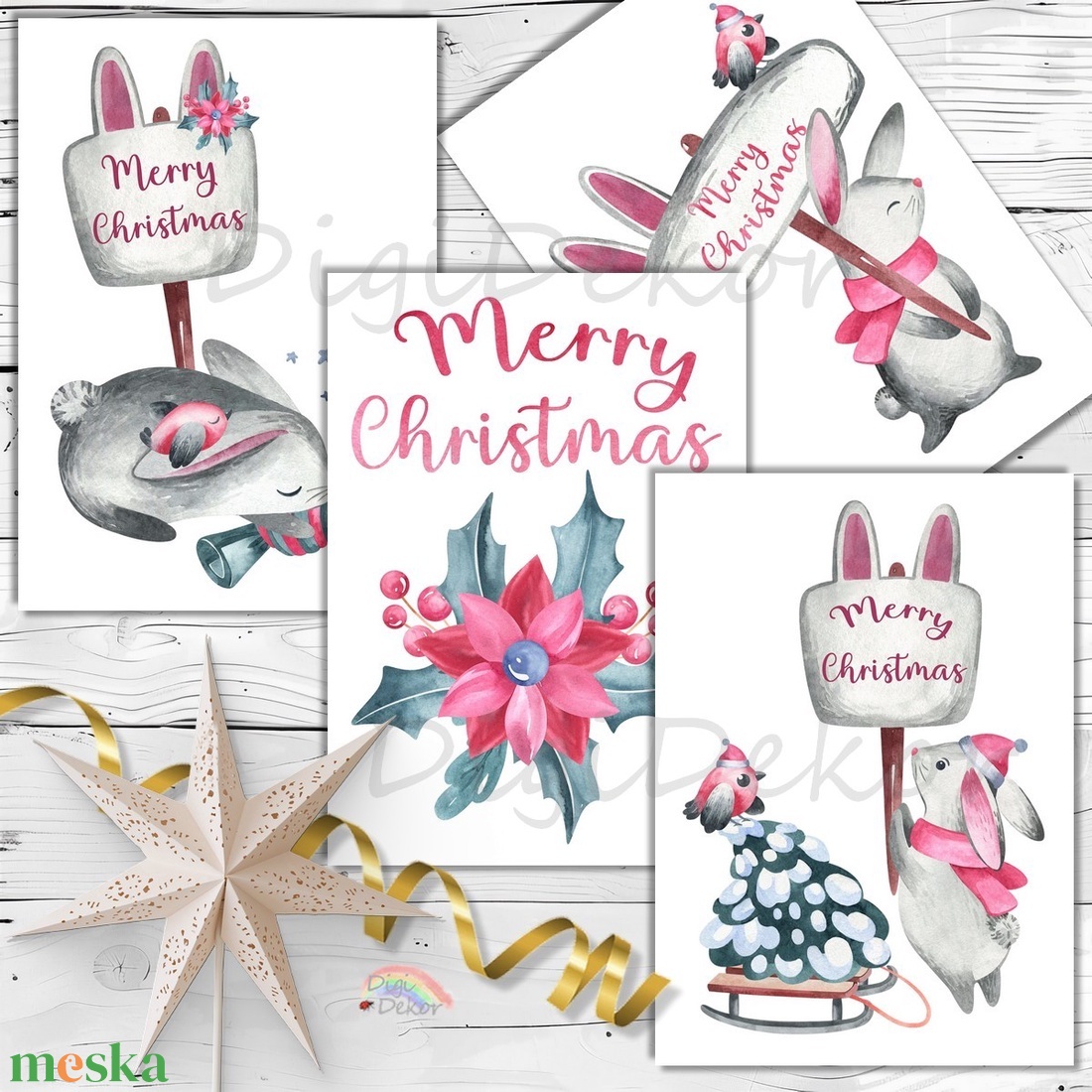 Merry Christmas! Karácsonyi képeslapok nyuszival. 4 db - karácsony - karácsonyi ajándékozás - karácsonyi képeslap, üdvözlőlap, ajándékkísérő - Meska.hu Merry Christmas! Karácsonyi képeslapok nyuszival. 4 db - karácsony - karácsonyi ajándékozás - karácsonyi képeslap, üdvözlőlap, ajándékkísérő - Meska.hu
