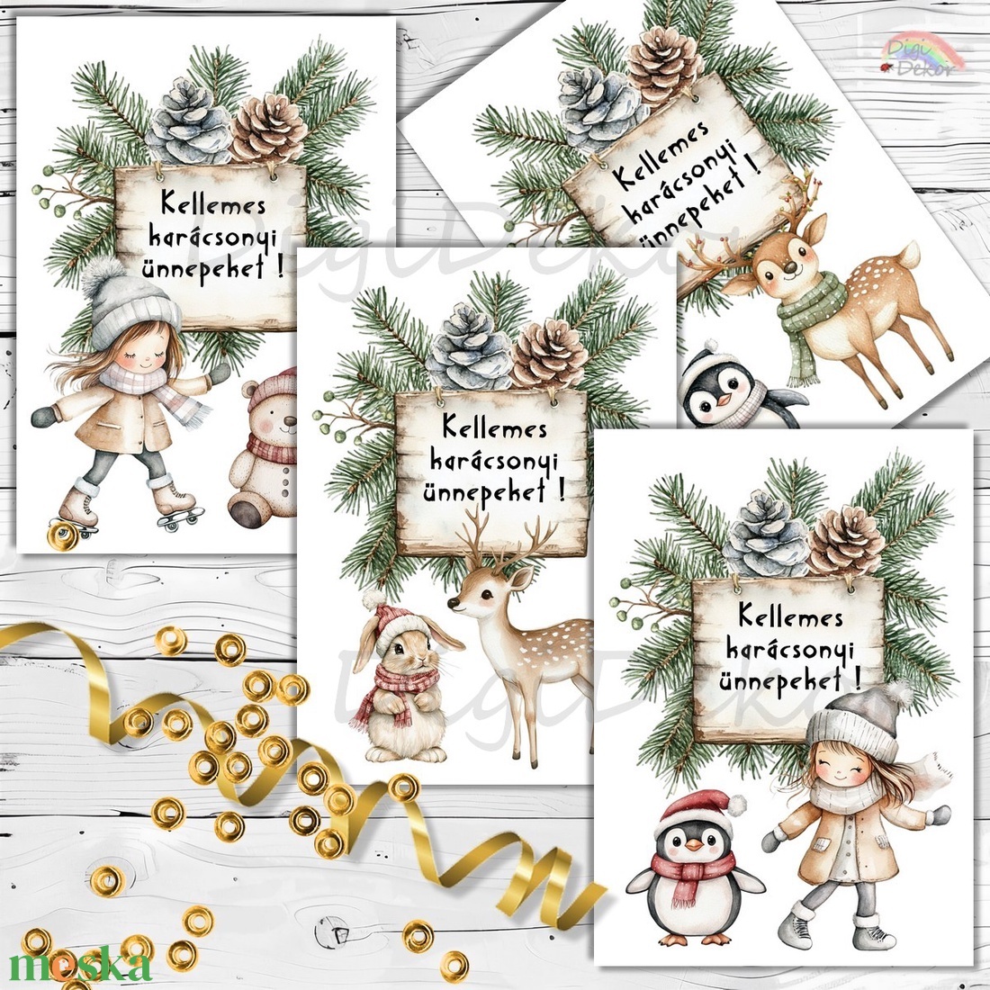 Hangulatos karácsonyi képeslapok csomagban.  - karácsony - karácsonyi ajándékozás - karácsonyi képeslap, üdvözlőlap, ajándékkísérő - Meska.hu