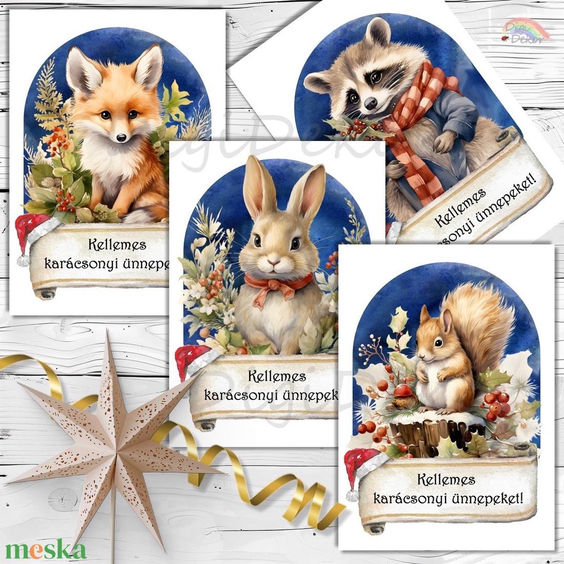 Erdei állatok karácsonya. 4 db-os képeslap-csomag gyerekeknek.  - karácsony - karácsonyi ajándékozás - karácsonyi képeslap, üdvözlőlap, ajándékkísérő - Meska.hu Erdei állatok karácsonya. 4 db-os képeslap-csomag gyerekeknek.  - karácsony - karácsonyi ajándékozás - karácsonyi képeslap, üdvözlőlap, ajándékkísérő - Meska.hu