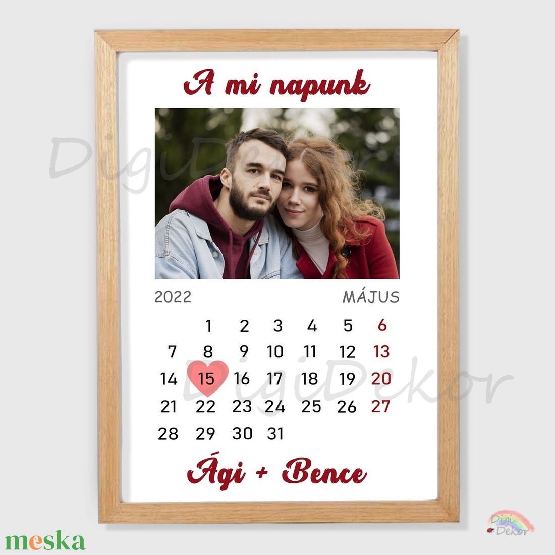 Fényképes falikép naptárral évfordulóra, Valentin-napra, esküvőre. Ajándék pároknak. - otthon & életmód - dekoráció - kép & falikép - poszter - Meska.hu