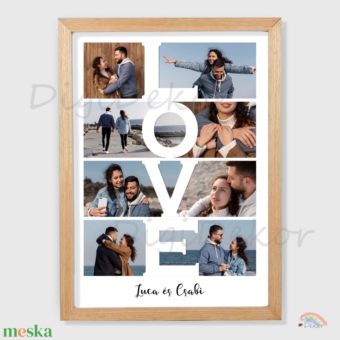 Szerelmes ajándék fotókkal, LOVE felirattal. Egyedi nászajándék, Valentin-napi ajándék. - otthon & életmód - dekoráció - kép & falikép - táblakép - Meska.hu