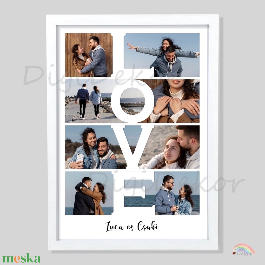 Szerelmes ajándék fotókkal, LOVE felirattal. Egyedi nászajándék, Valentin-napi ajándék. - otthon & életmód - dekoráció - kép & falikép - táblakép - Meska.hu