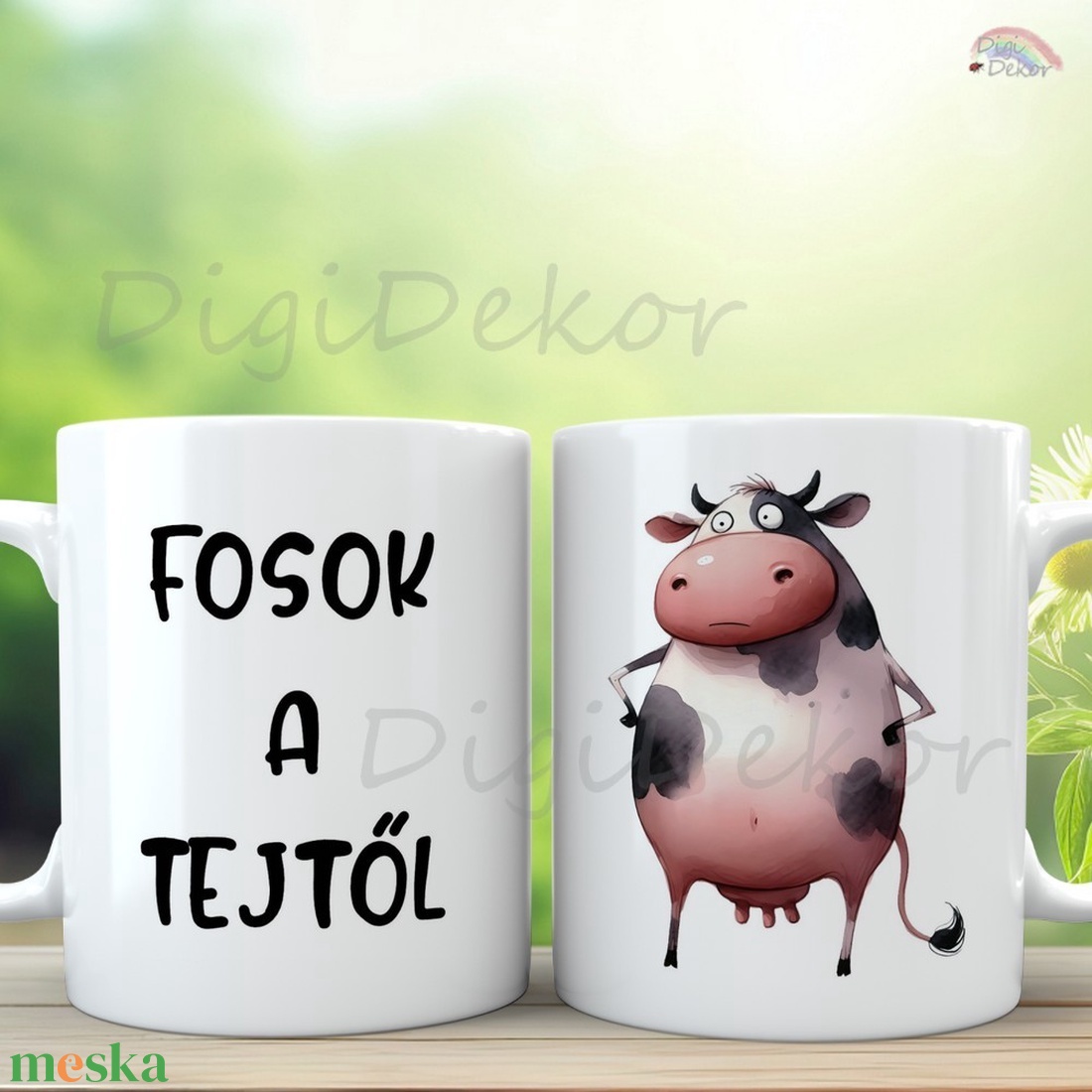 Vicces, feliratos Fosok a tejtől bögre. Tehenes bögre. - otthon & életmód - konyhafelszerelés, tálalás - tálalás - bögre & csésze - Meska.hu