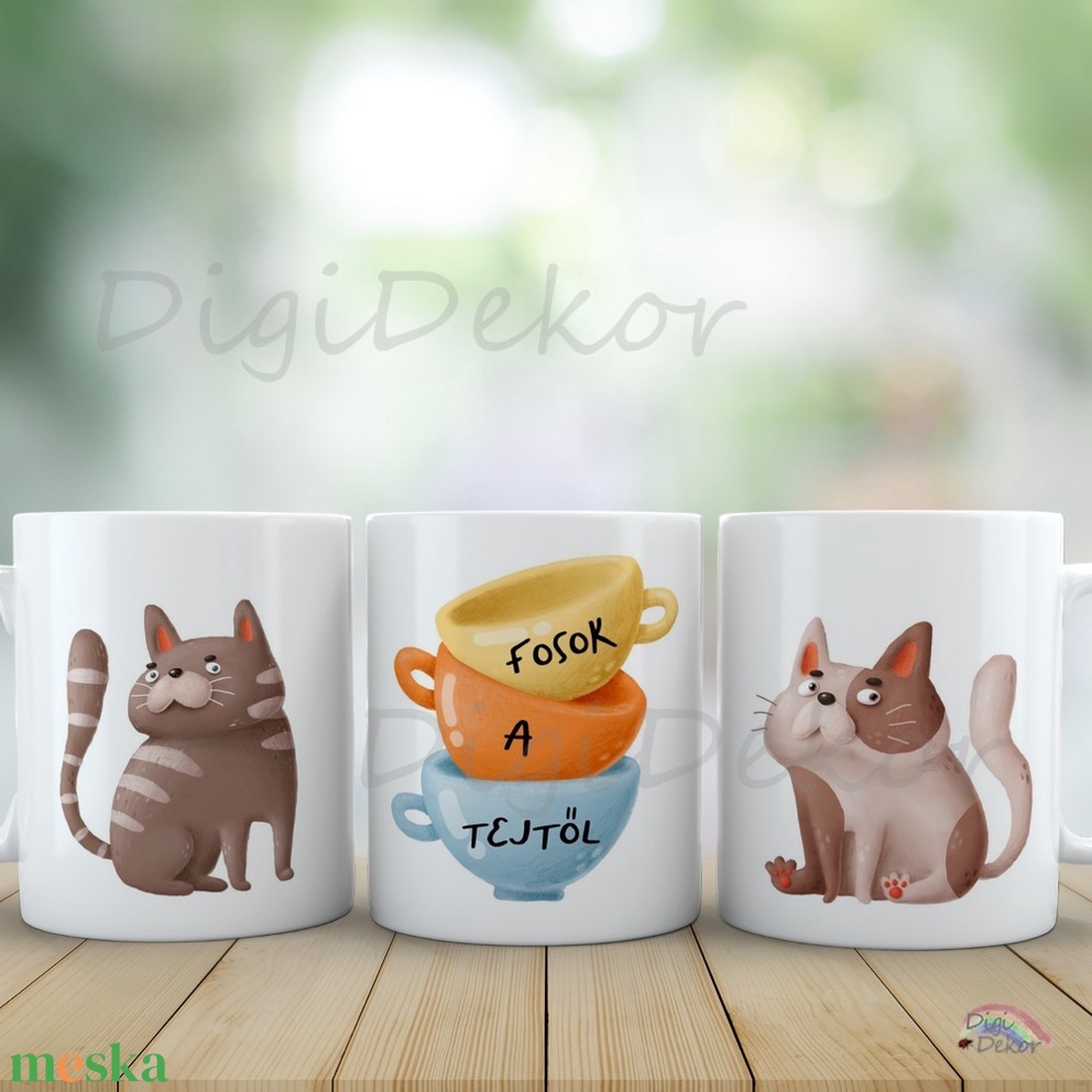 Cicás Fosok a tejtől bögre aranyos rajzokkal. - otthon & életmód - konyhafelszerelés, tálalás - tálalás - bögre & csésze - Meska.hu