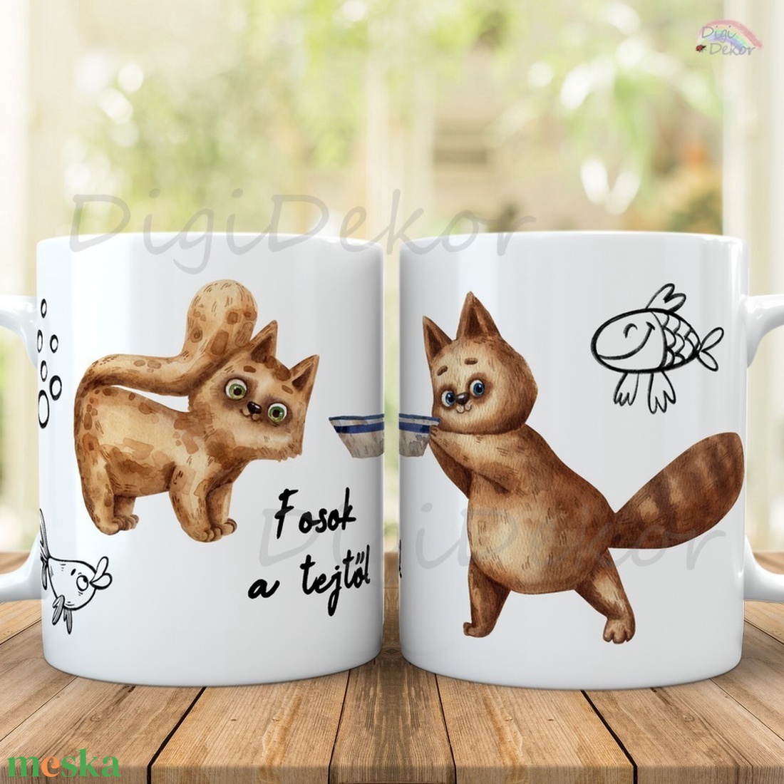 Aranyos, cicás Fosok a tejtől bögre. Laktózmentes ajándék.  - otthon & életmód - konyhafelszerelés, tálalás - tálalás - bögre & csésze - Meska.hu