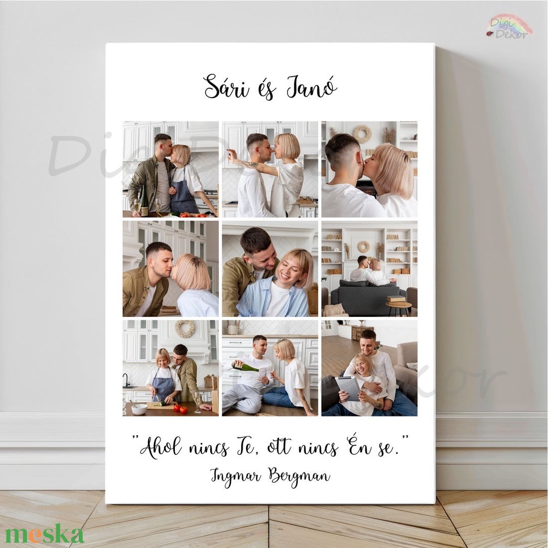 Névre szóló fotókollázs pároknak. Évfordulós ajándék, Valentin-napi ajándék.  - otthon & életmód - dekoráció - kép & falikép - táblakép - Meska.hu