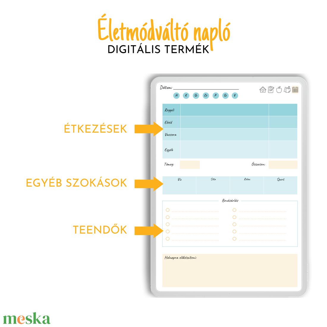 Digitális életmódváltó napló - otthon & lakás - papír írószer - naptár & tervező - Meska.hu