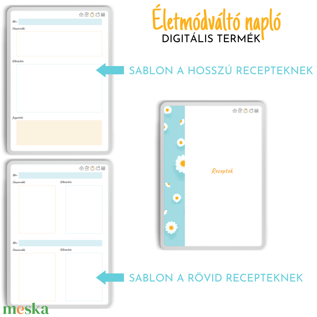 Digitális életmódváltó napló - otthon & lakás - papír írószer - naptár & tervező - Meska.hu