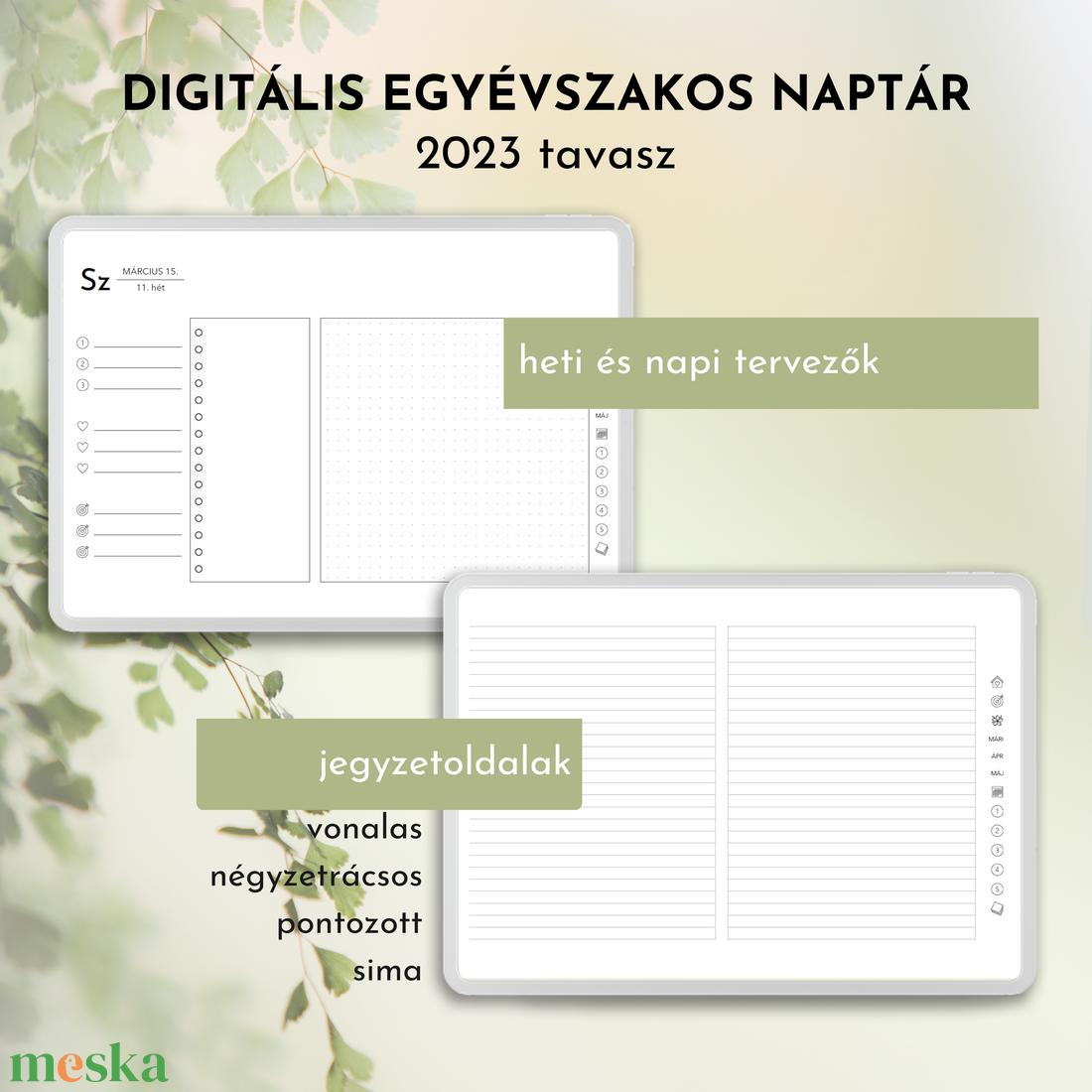Egyévszakos digitális naptár, 2023 tavasz - otthon & életmód - papír, írószer - naptár & tervező - Meska.hu
