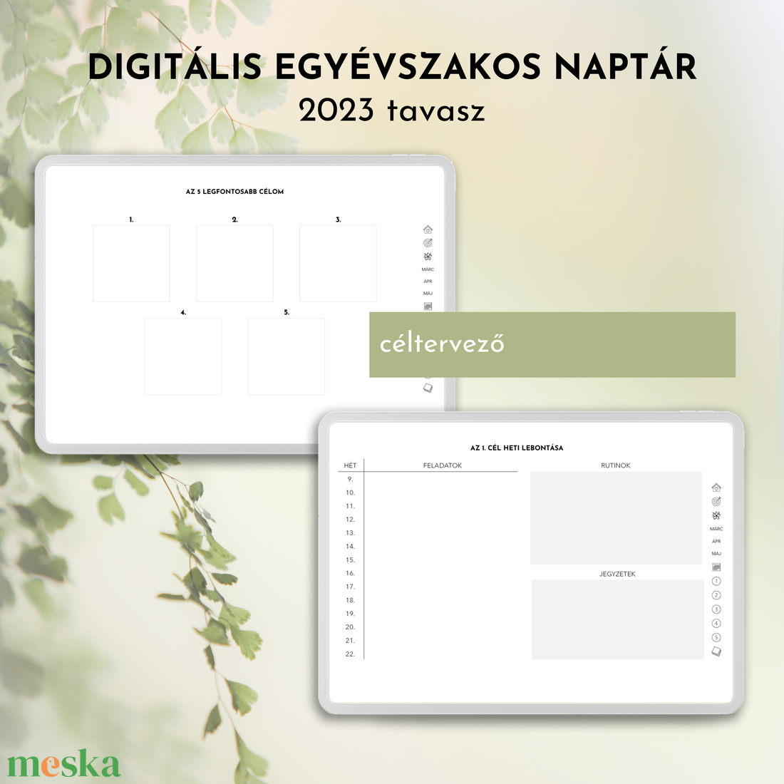 Egyévszakos digitális naptár, 2023 tavasz - otthon & életmód - papír, írószer - naptár & tervező - Meska.hu