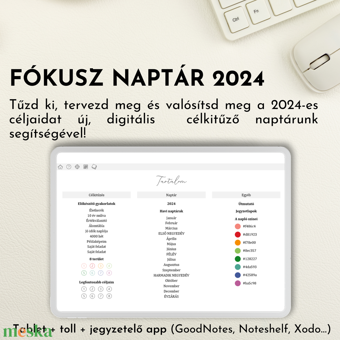 2024-es céltervező napló és naptár - otthon & lakás - papír írószer - jegyzetfüzet & napló - Meska.hu