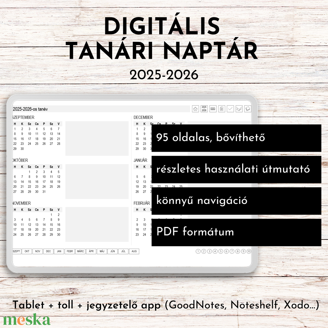 Digitális tanári naptár a 2025-2026-os tanévre - otthon & életmód - papír, írószer - naptár & tervező - Meska.hu