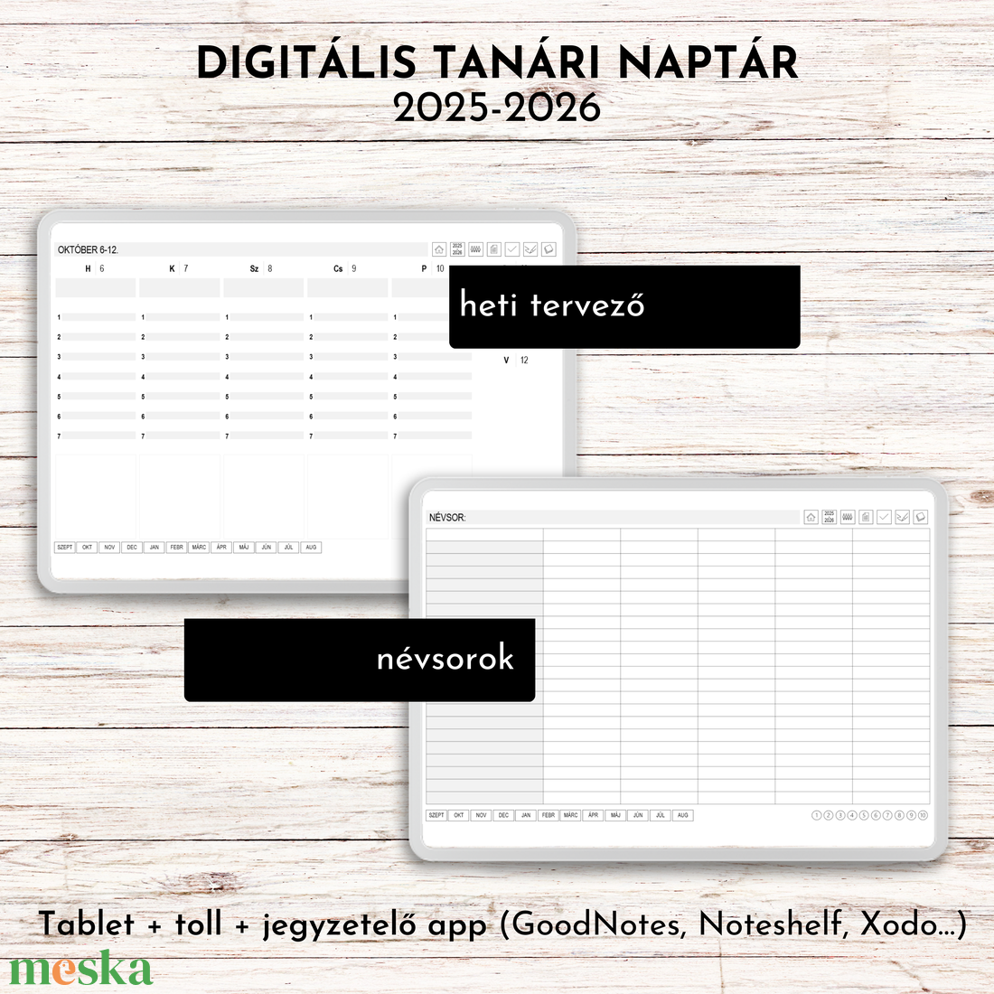 Digitális tanári naptár a 2025-2026-os tanévre - otthon & életmód - papír, írószer - naptár & tervező - Meska.hu