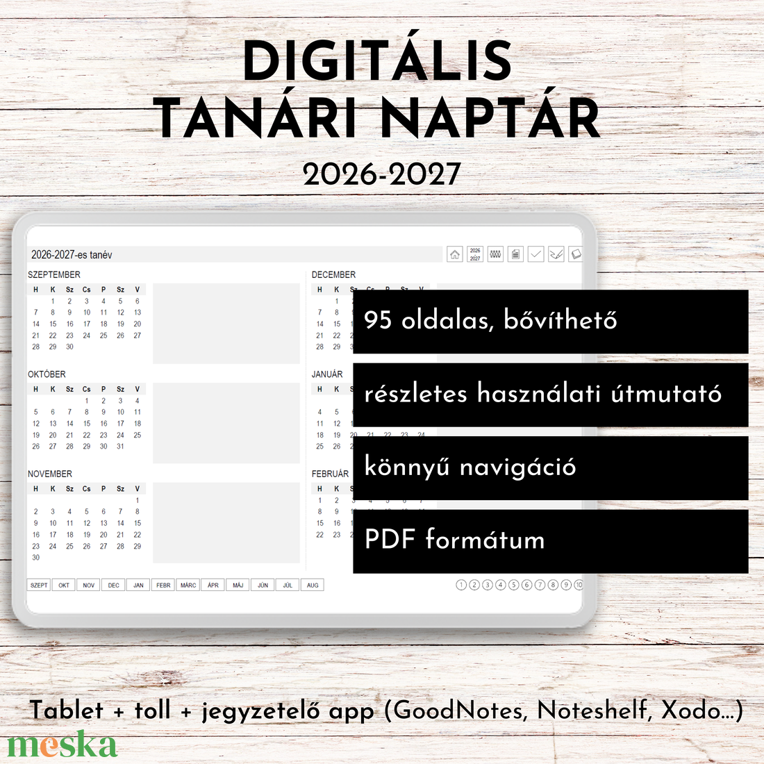 Digitális tanári naptár a 2026-2027-es tanévre - otthon & életmód - papír, írószer - naptár & tervező - Meska.hu
