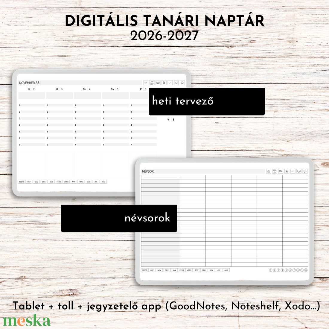 Digitális tanári naptár a 2026-2027-es tanévre - otthon & életmód - papír, írószer - naptár & tervező - Meska.hu