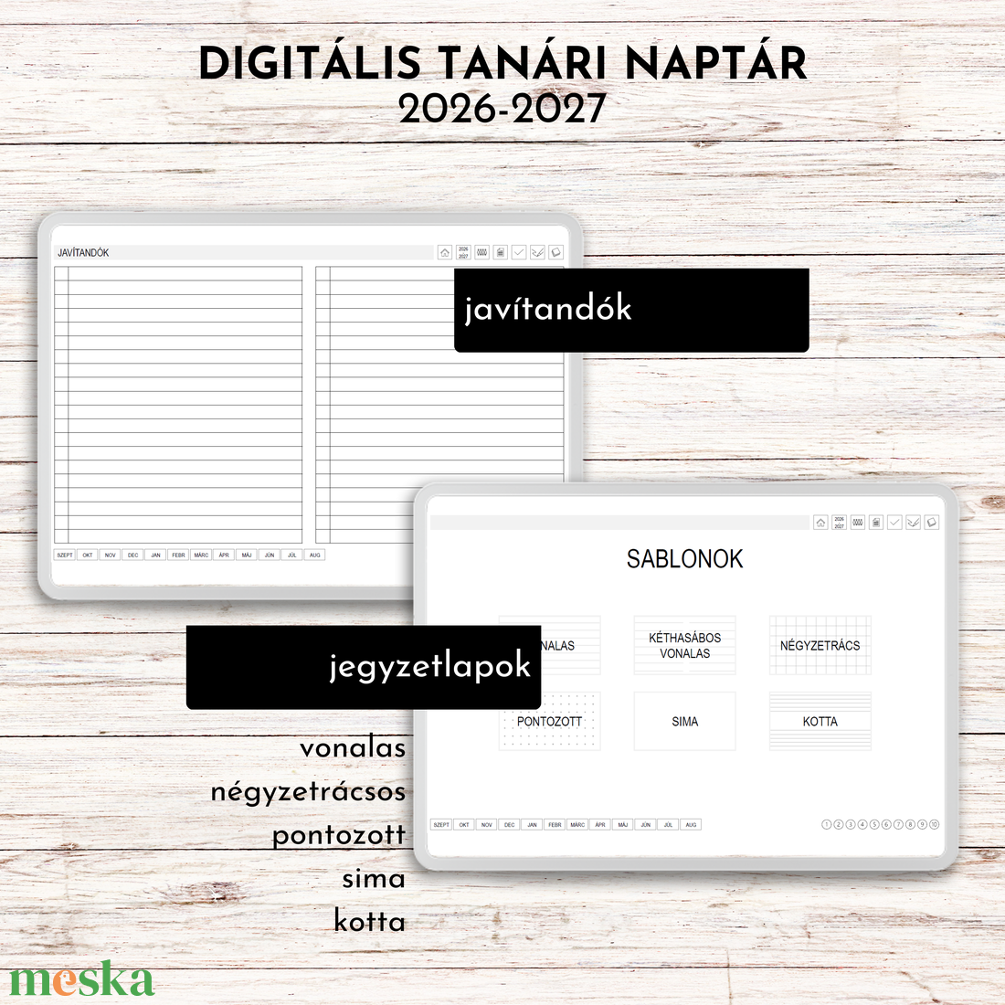 Digitális tanári naptár a 2026-2027-es tanévre - otthon & életmód - papír, írószer - naptár & tervező - Meska.hu
