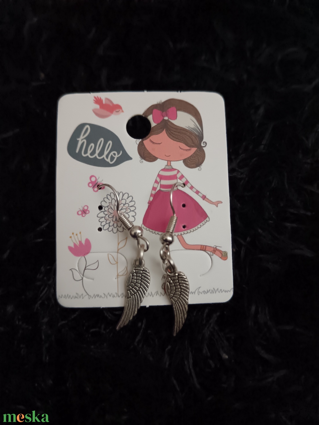 Angyal szárny bizsu fülbevaló  - ékszer - fülbevaló - lógó fülbevaló - Meska.hu