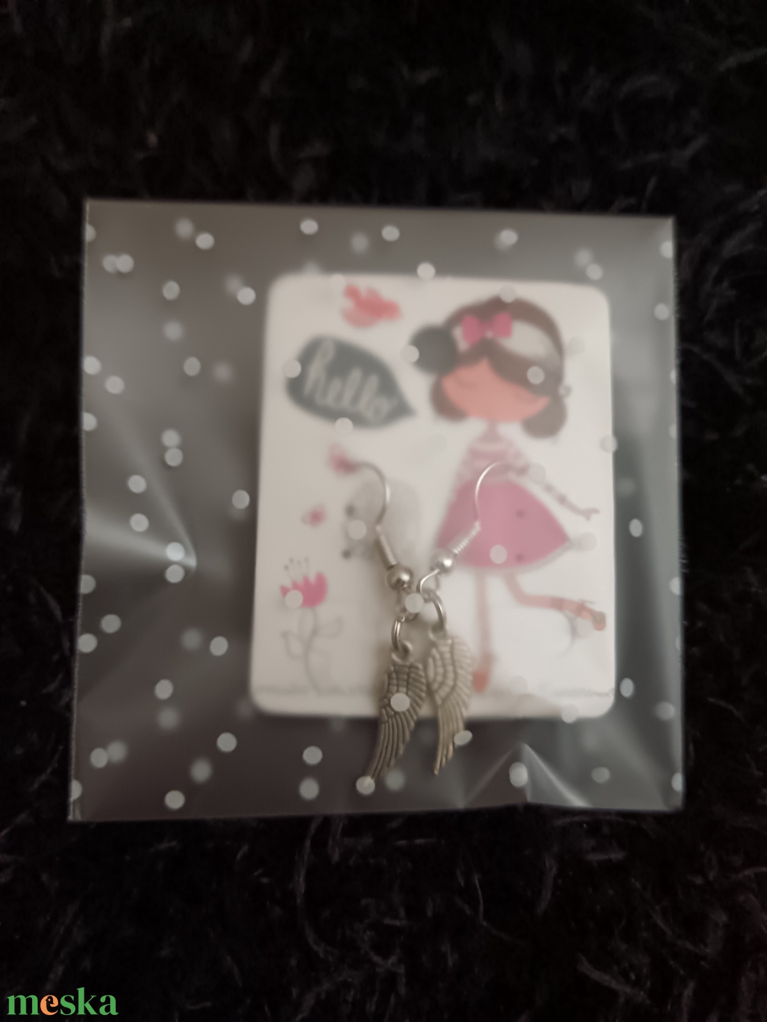 Angyal szárny bizsu fülbevaló  - ékszer - fülbevaló - lógó fülbevaló - Meska.hu